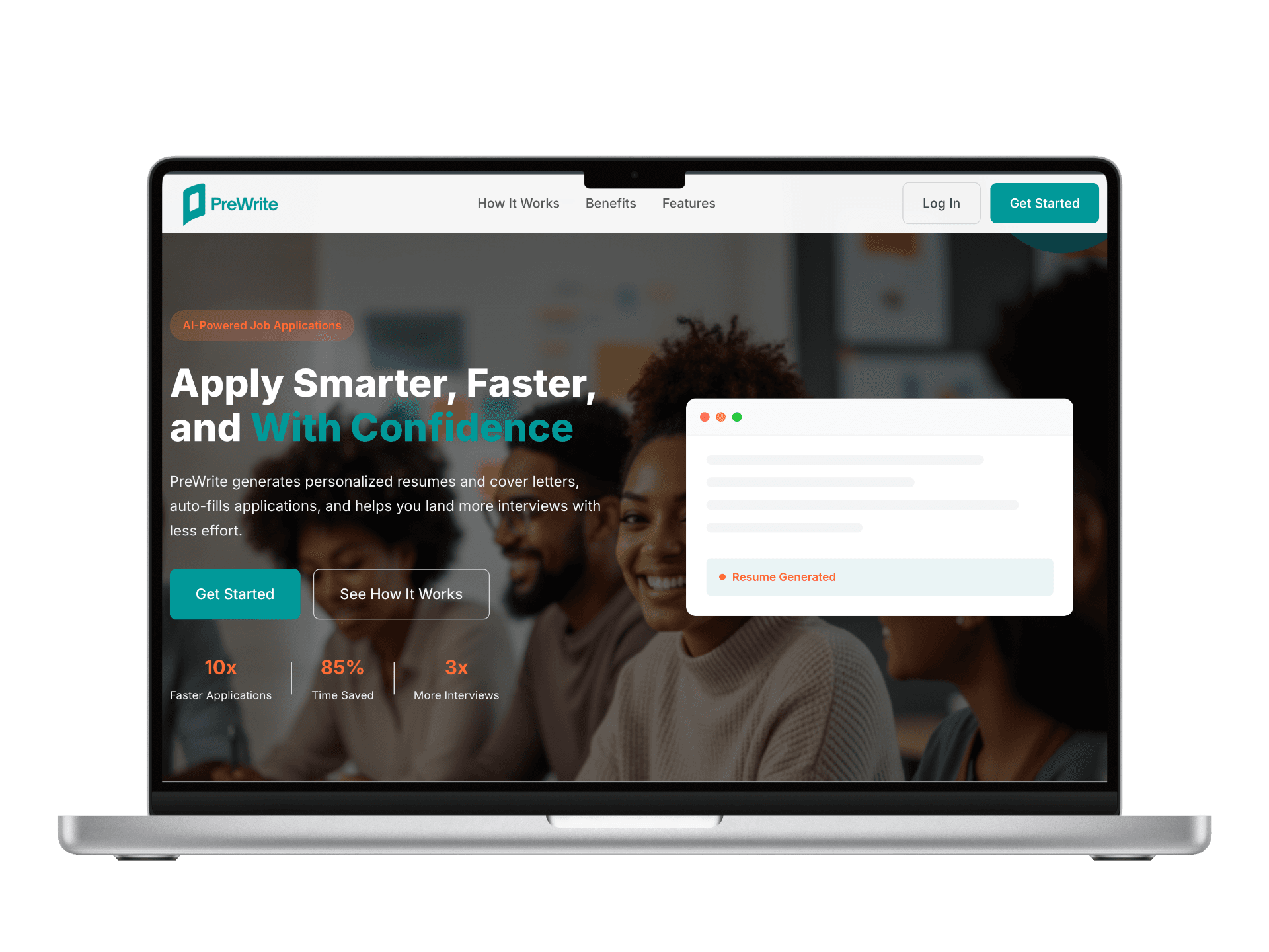 PreWrite landing page